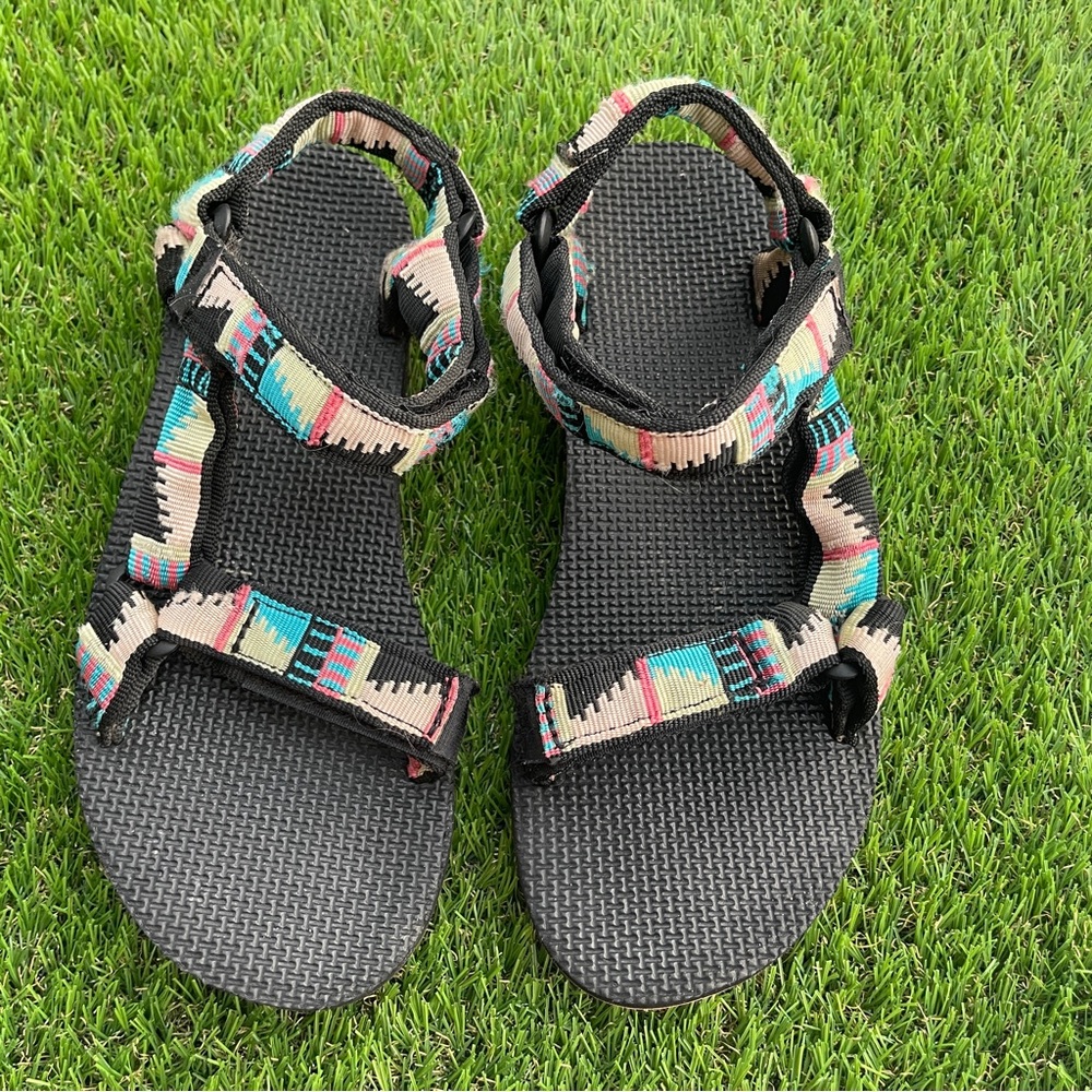 Teva Black Sandals with Multicolor Aztec Straps
